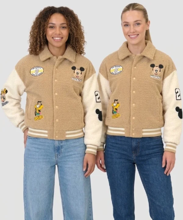 Womens Disney Costco Women Sherpa Fleece Varsity Jacket